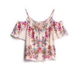 Patrons of Peace Lareen Cold Shoulder Floral Top M